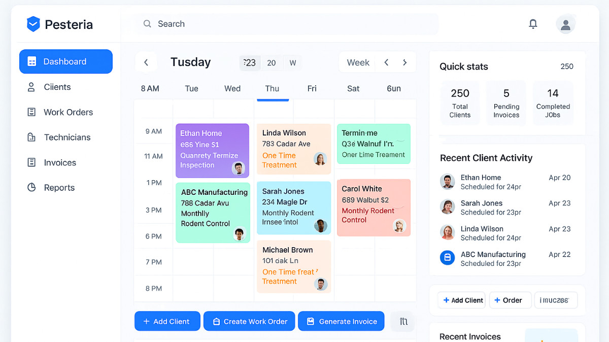 Pesteria App Dashboard